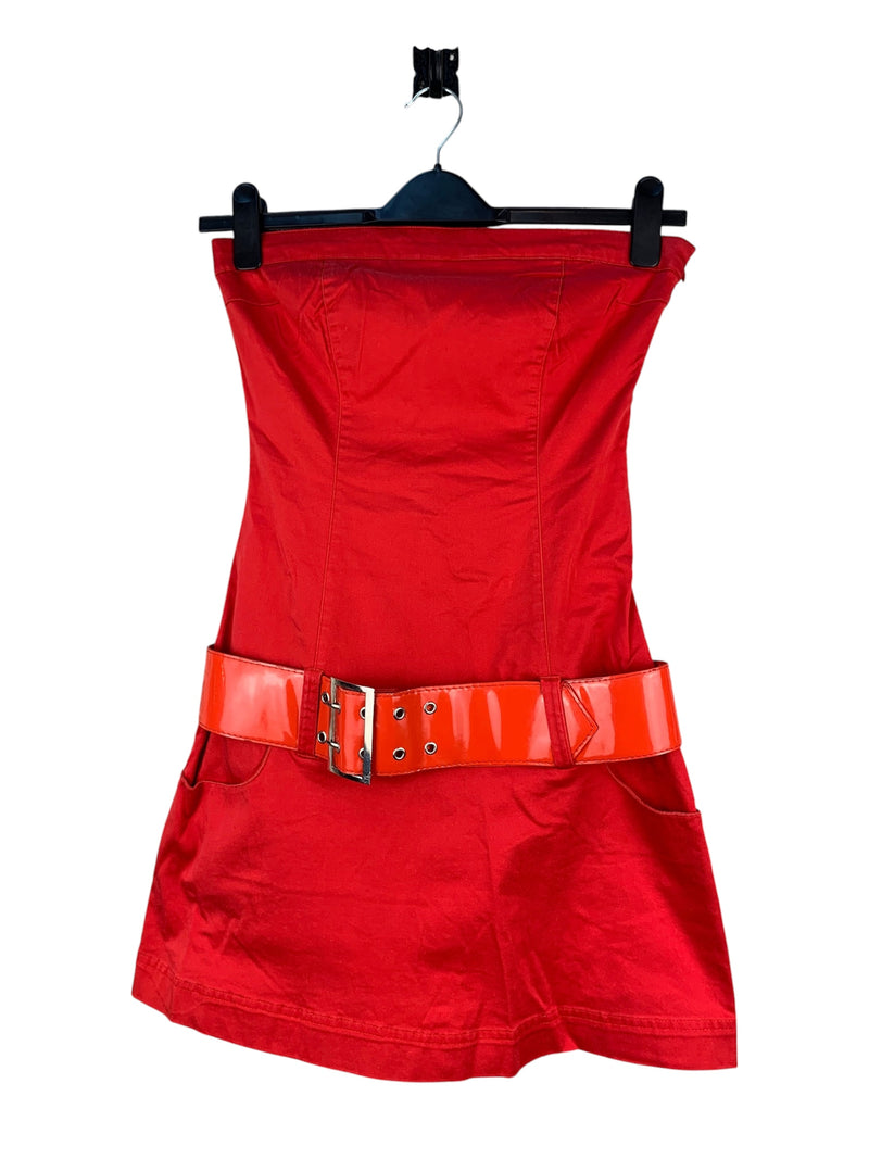 Womens Y2K Vintage Red Strapless Mini Dress