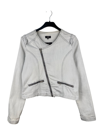 ELVIRA Womens Cropped Grey Zip-Up Jean Jacket