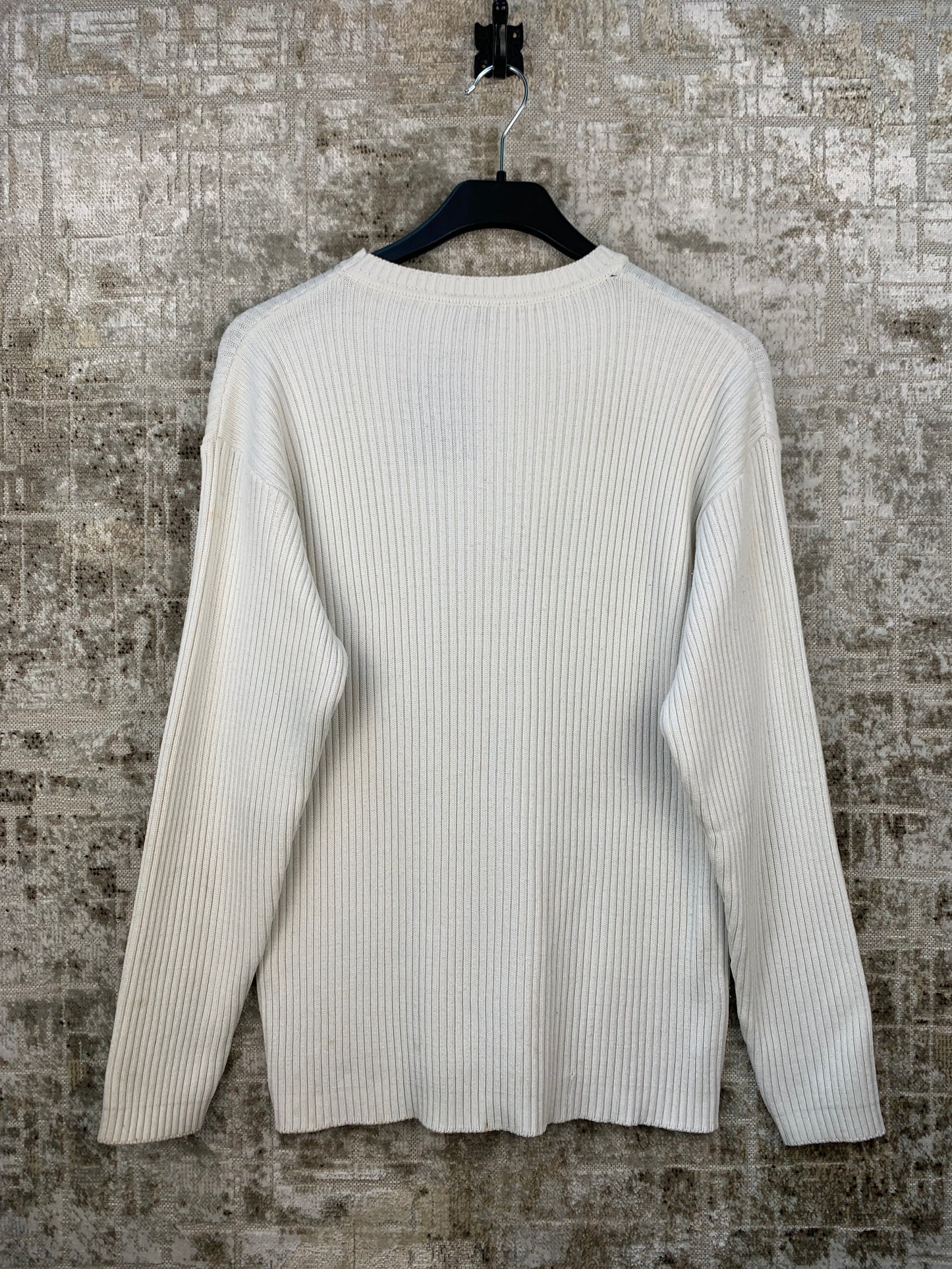 Mens Y2K White Knit Sweater