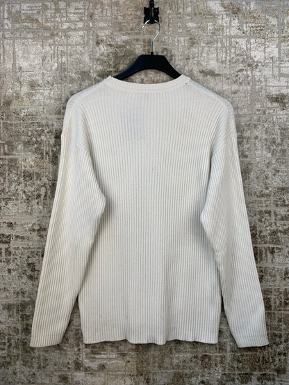 Mens Y2K White Knit Sweater