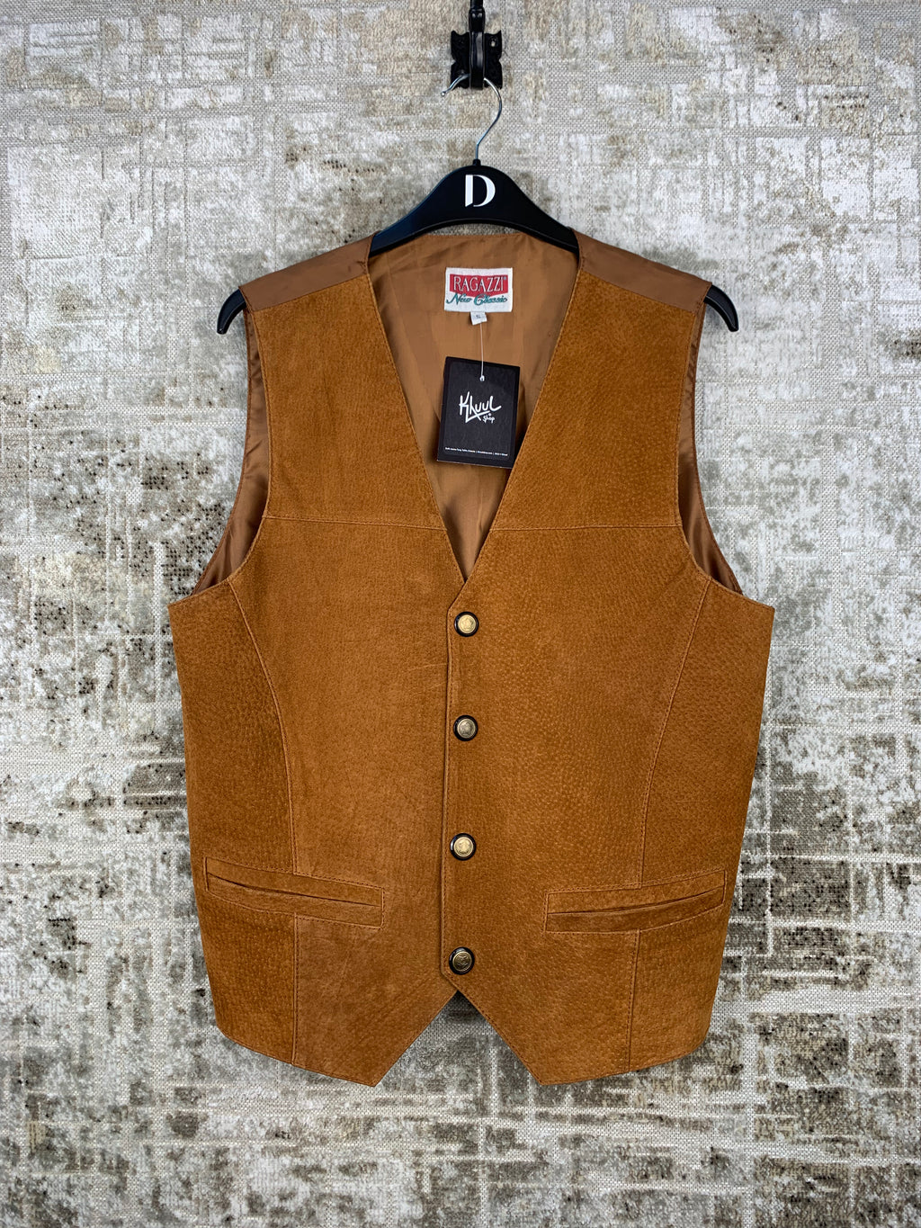 Mens Vintage RAGAZZI Brown Leather Vest