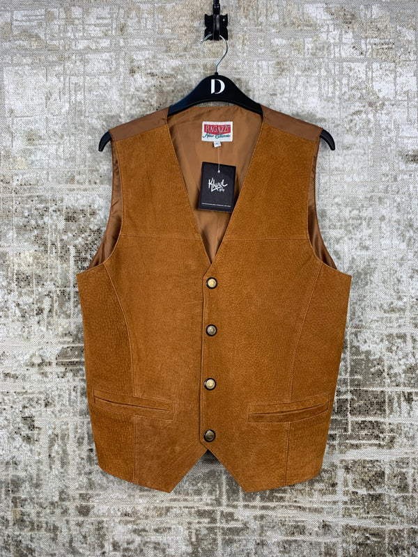 Mens Vintage RAGAZZI Brown Leather Vest