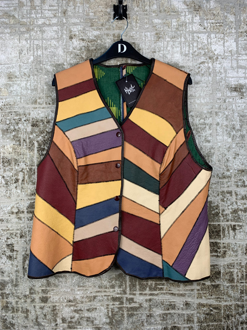 Mens Vintage Colorful Faux Leather Vest