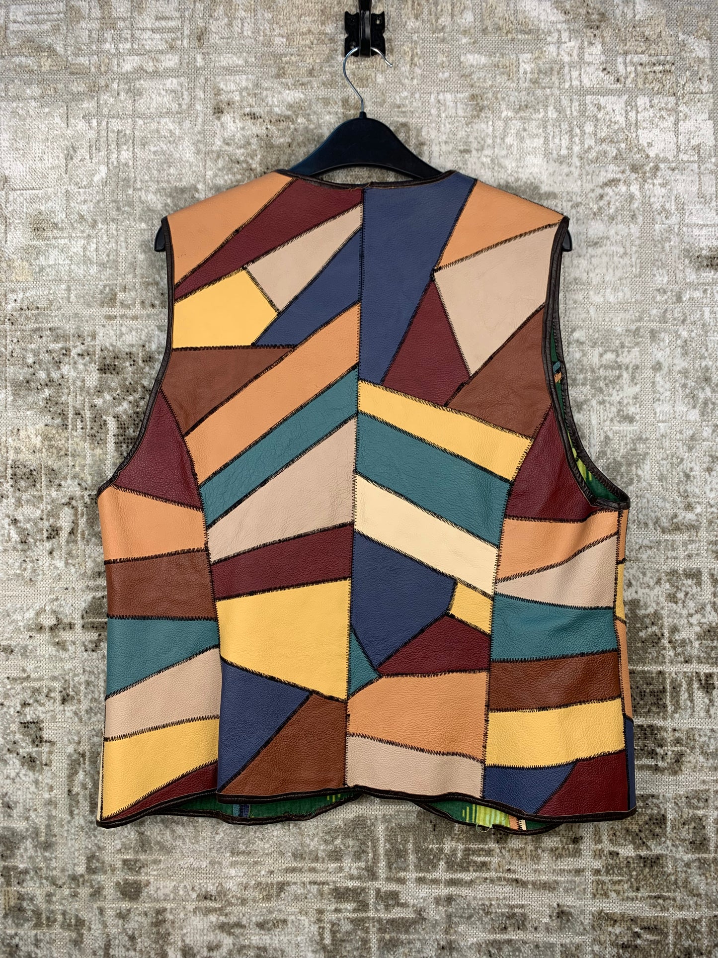 Mens Vintage Colorful Faux Leather Vest