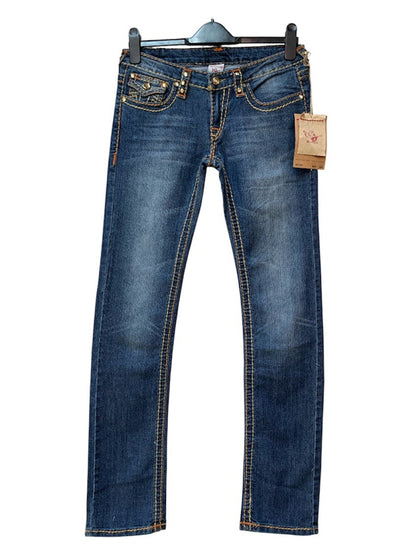 True Religion Rhinestone Straight Leg Jeans