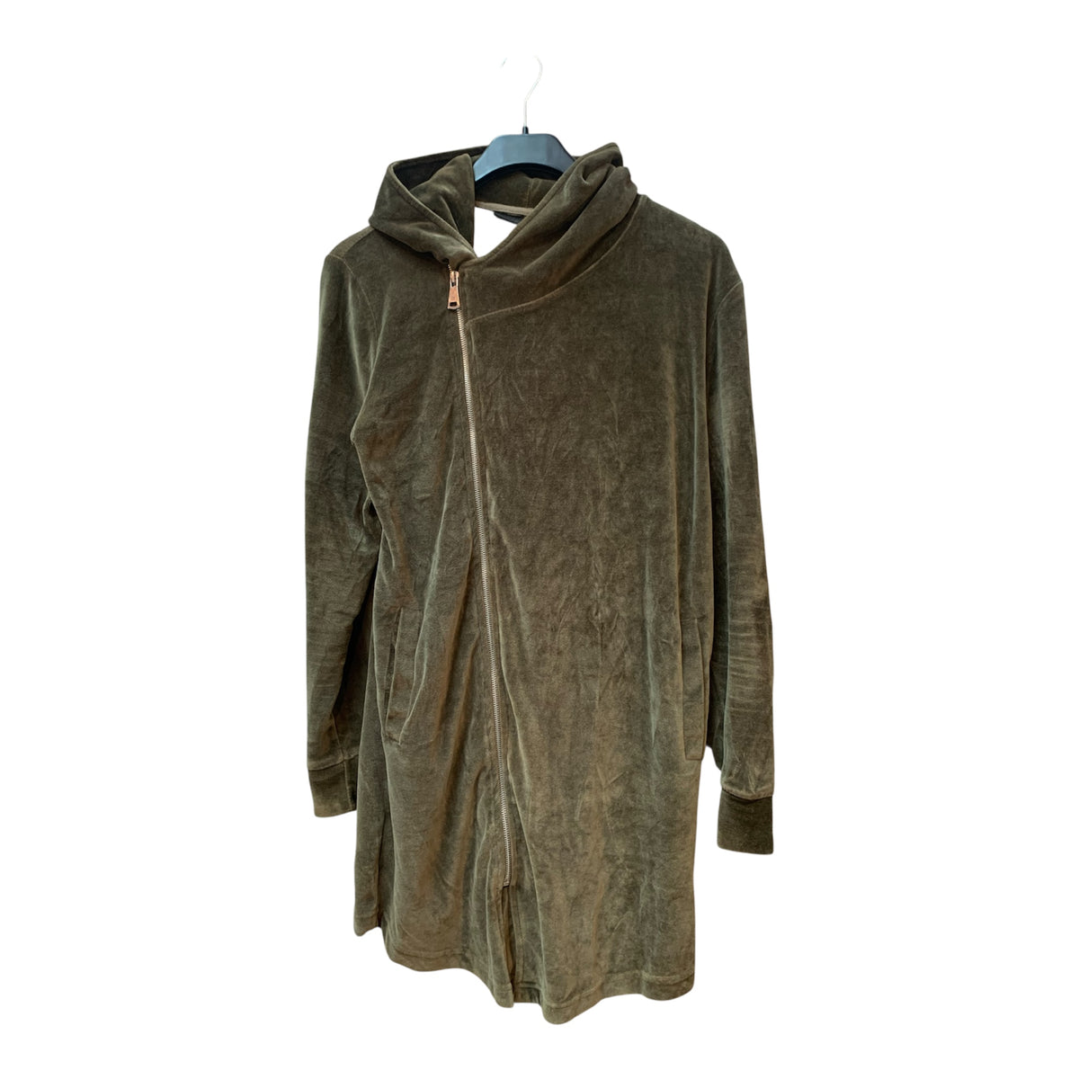Black Island Longline Velour Zip Hoodie