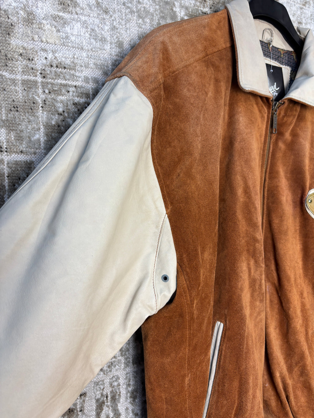 Peter Elliott Suede Varsity Bomber Jacket
