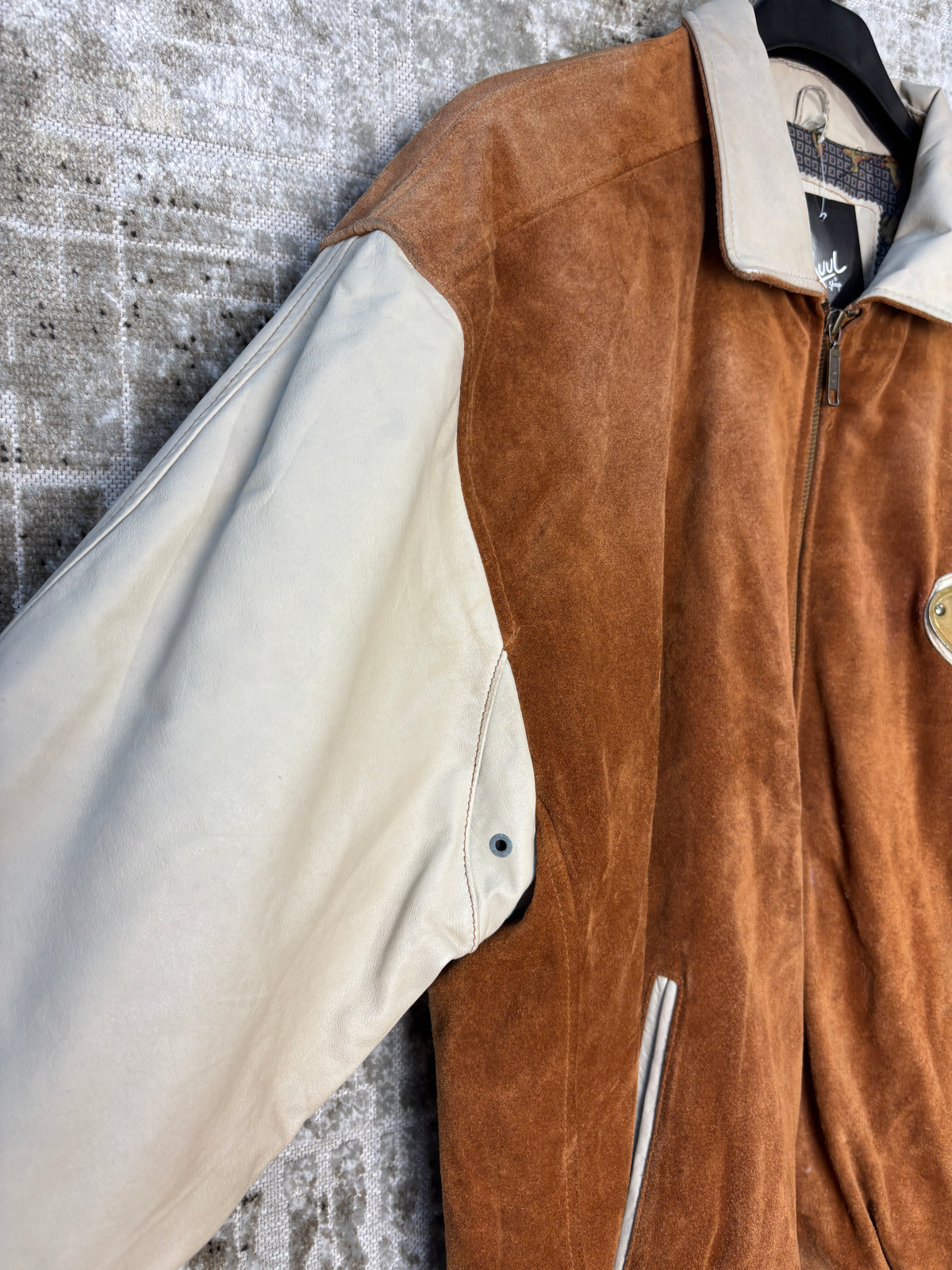Peter Elliott Suede Varsity Bomber Jacket