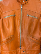 Pelle Orange Leather Moto Jacket