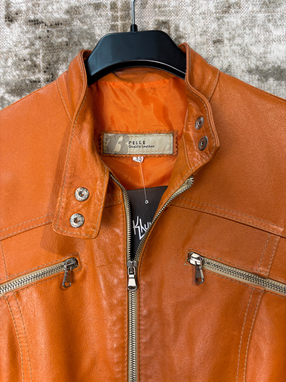 Pelle Orange Leather Moto Jacket
