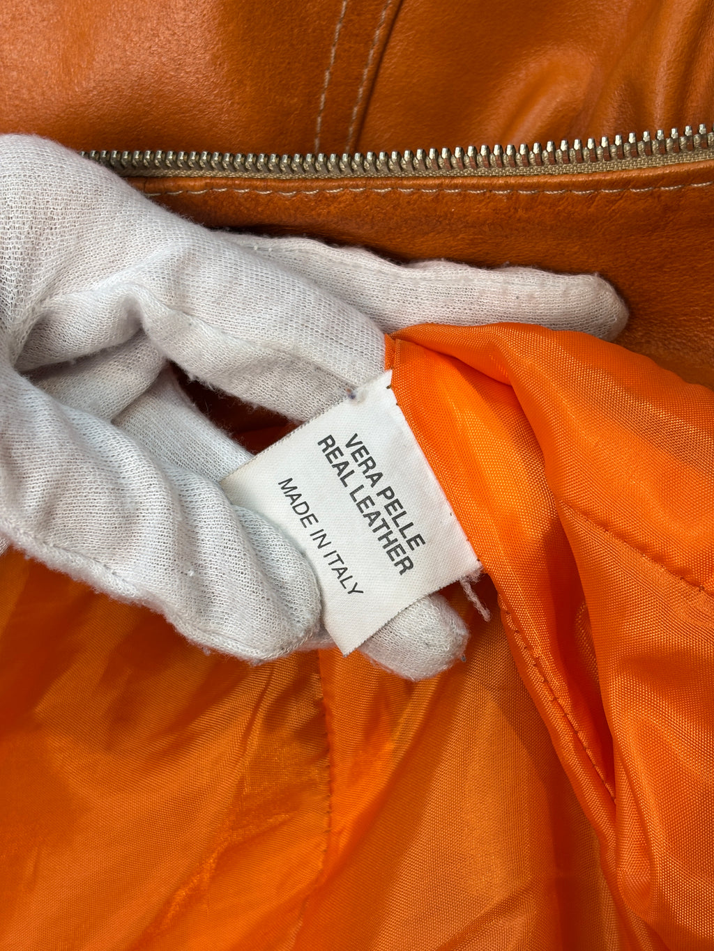 Pelle Orange Leather Moto Jacket