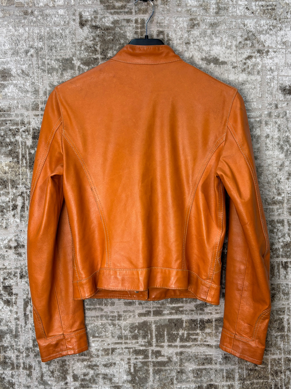 Pelle Orange Leather Moto Jacket