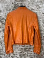 Pelle Orange Leather Moto Jacket