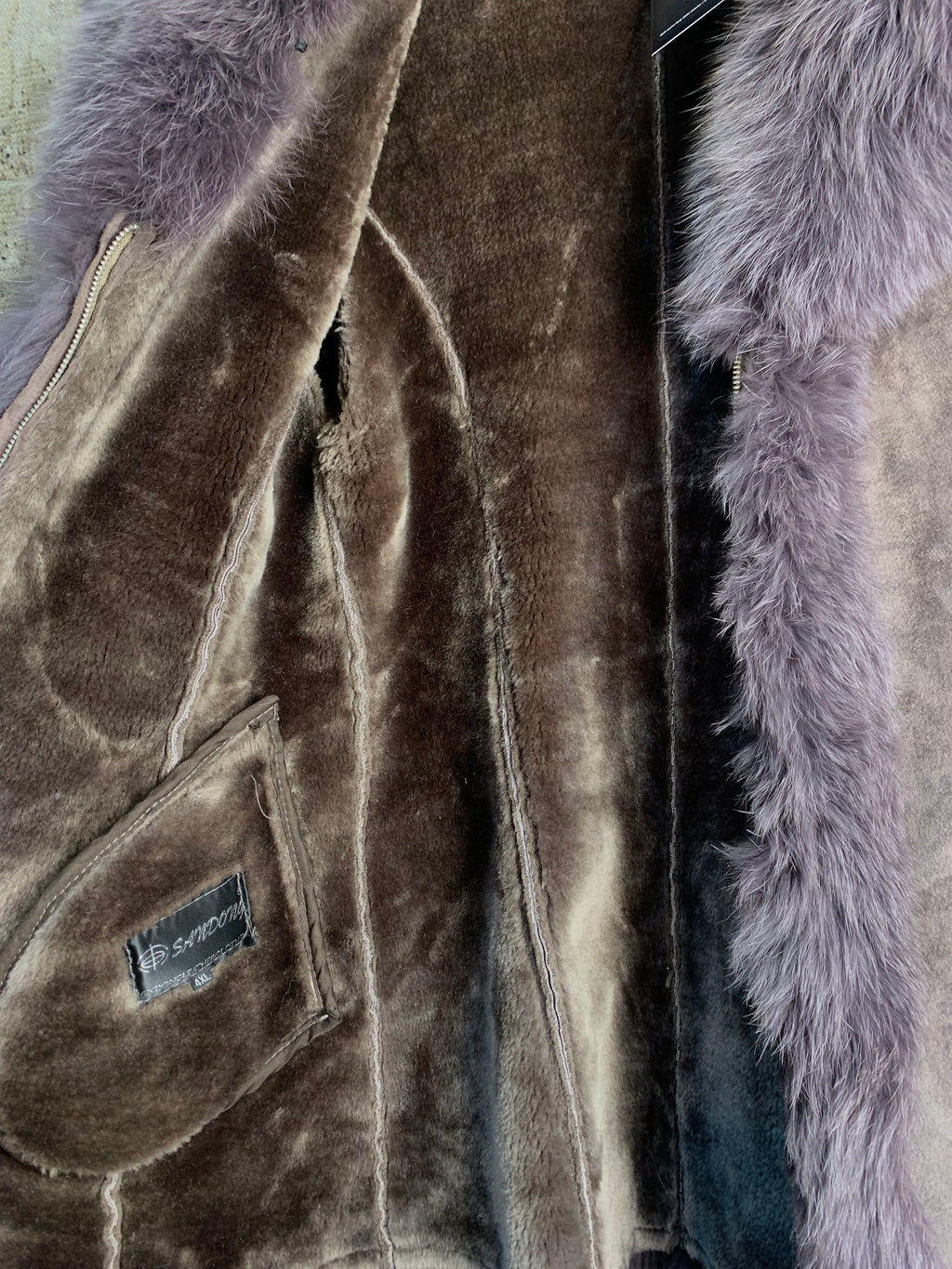 Sandong Shearling Fur Trim Coat