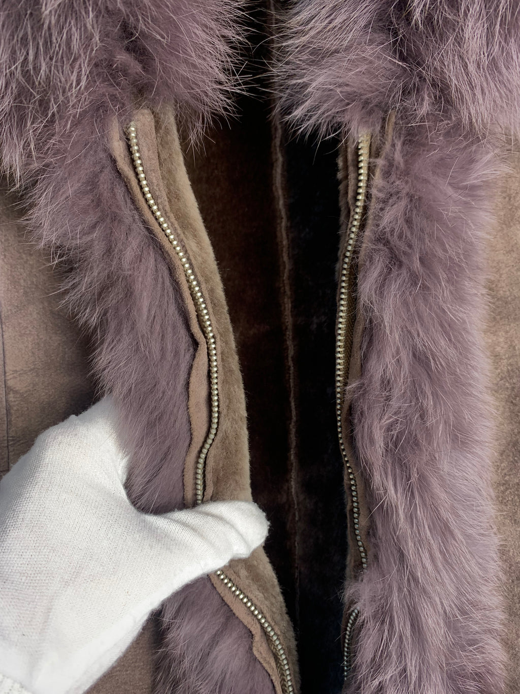 Sandong Shearling Fur Trim Coat