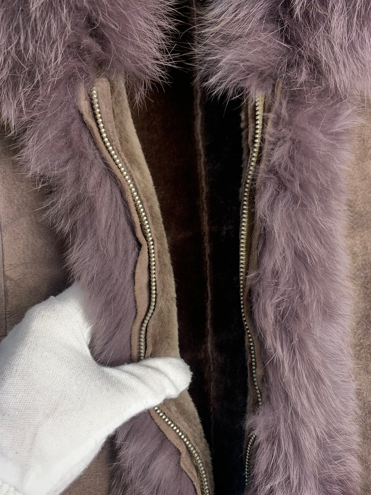 Sandong Shearling Fur Trim Coat