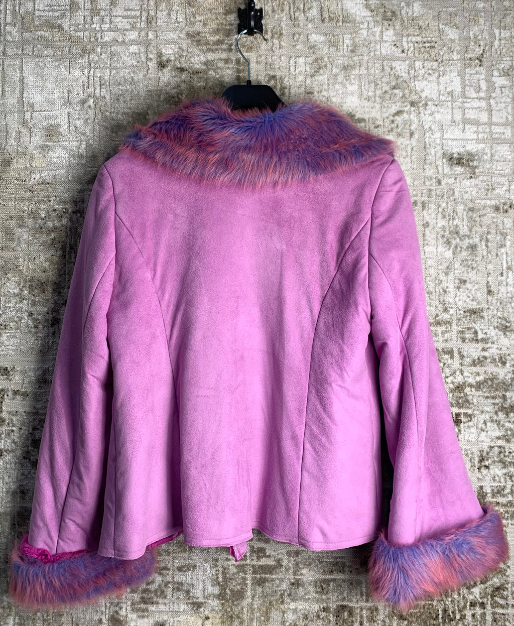 DuoDuo Y2K Faux Fur Trim Suede Jacket