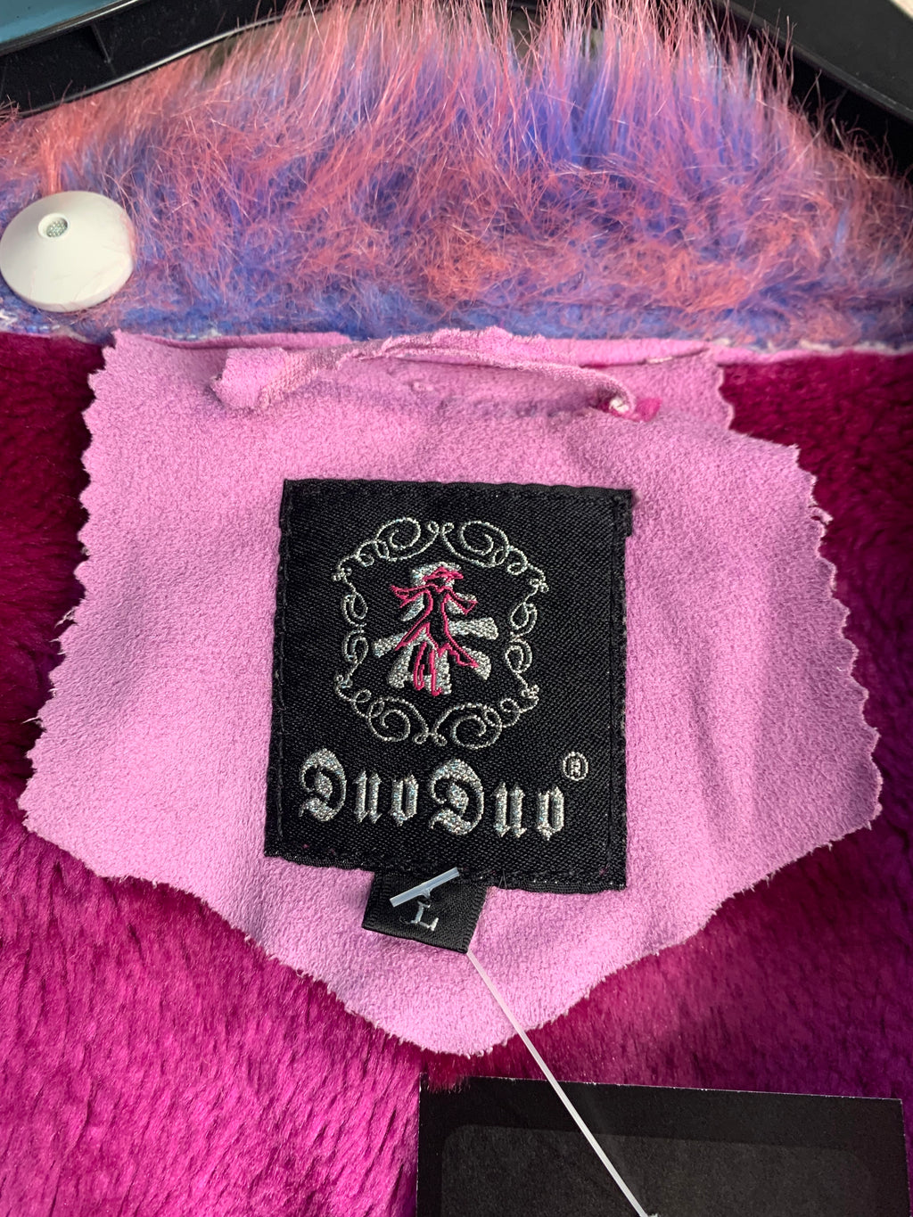 DuoDuo Y2K Faux Fur Trim Suede Jacket