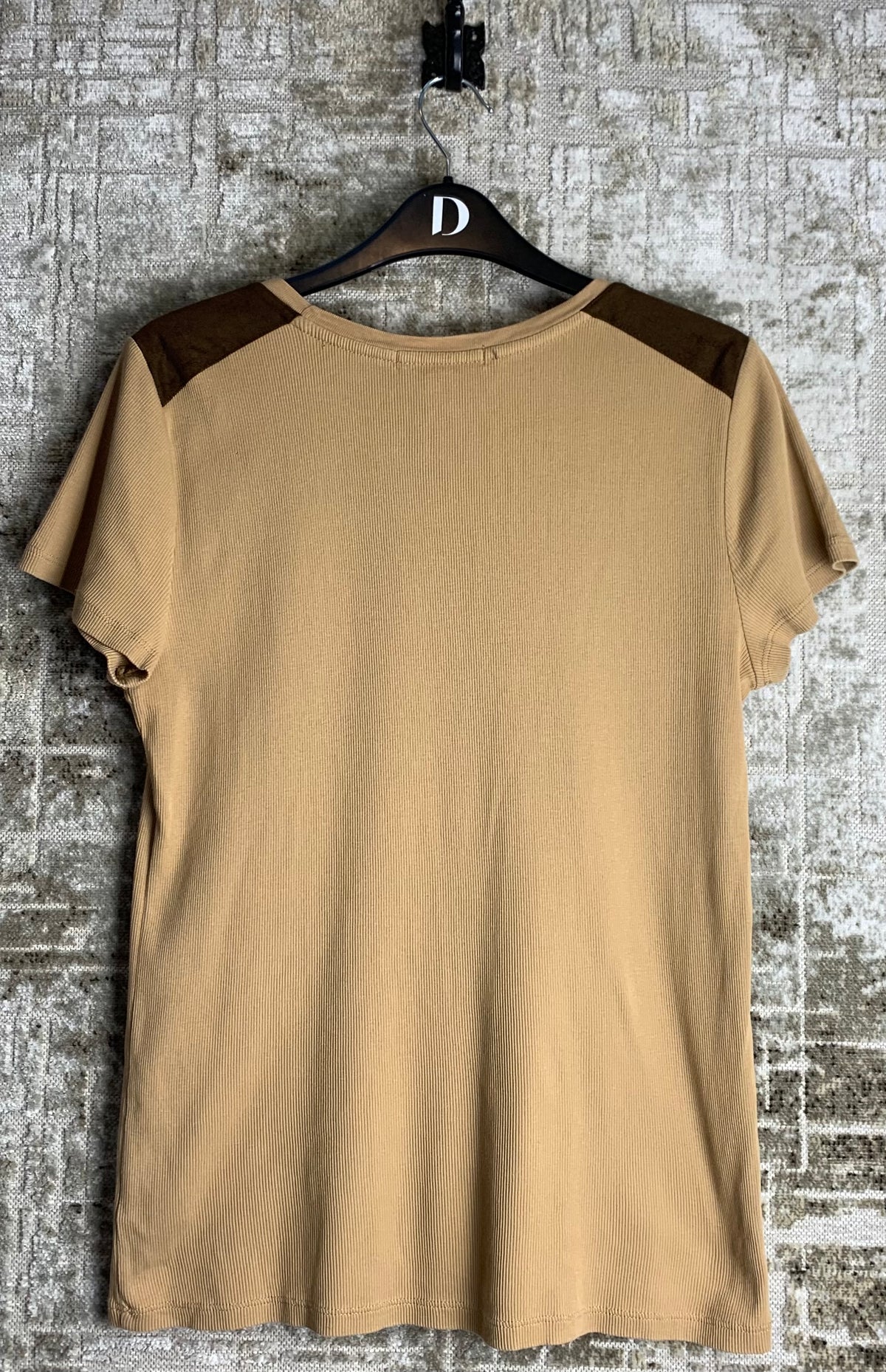 Lauren Ralph Lauren Ribbed Suede-Trim Tee