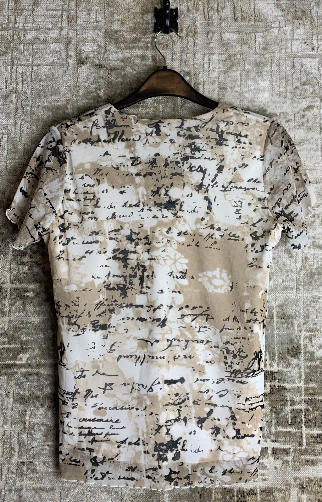 KappAhl Script Print Mesh Top