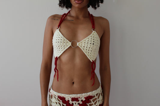 Handmade Crochet Top Metal Details Adjustable