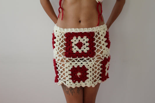 Handmade Crochet Granny Square Mini Skirt