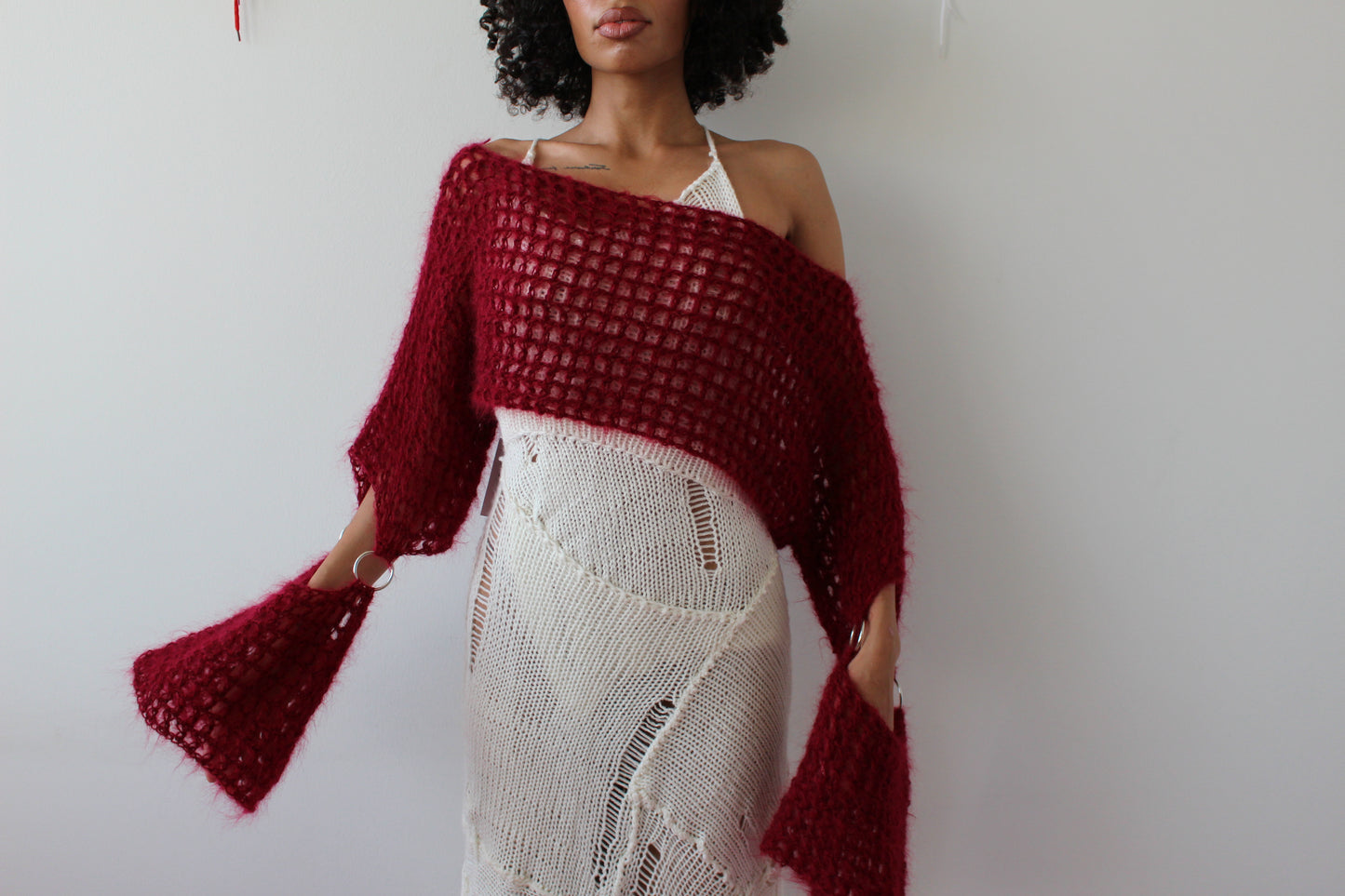 Handmade Oversized Crochet Sweater With Metal Details