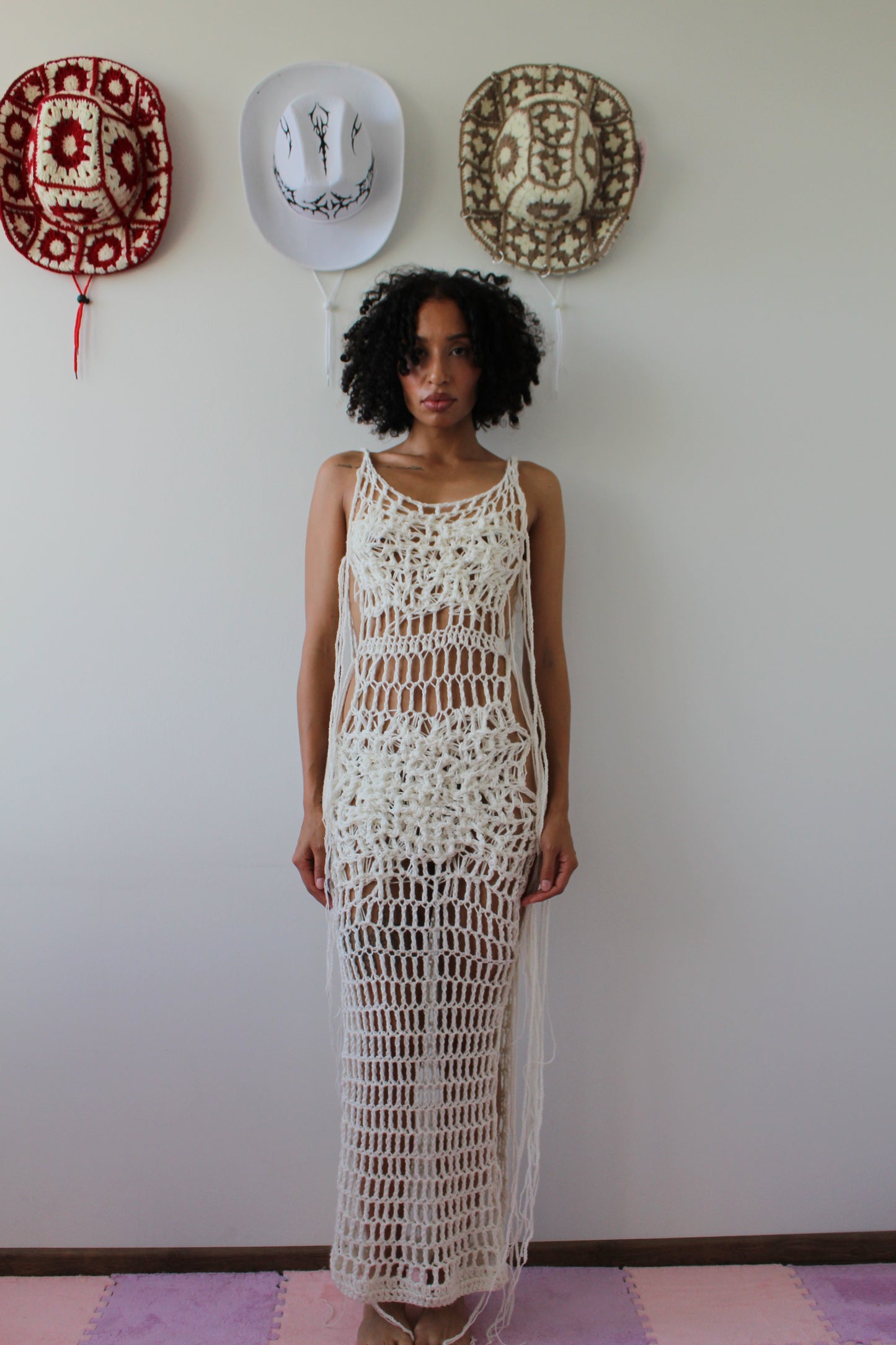 Handmade Distressed Crochet Maxi Dress