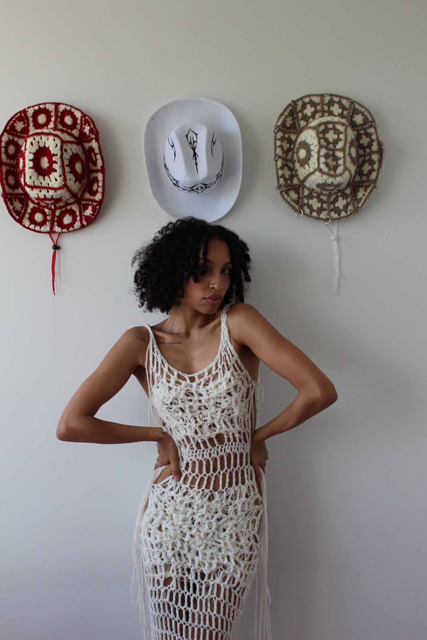 Handmade Distressed Crochet Maxi Dress