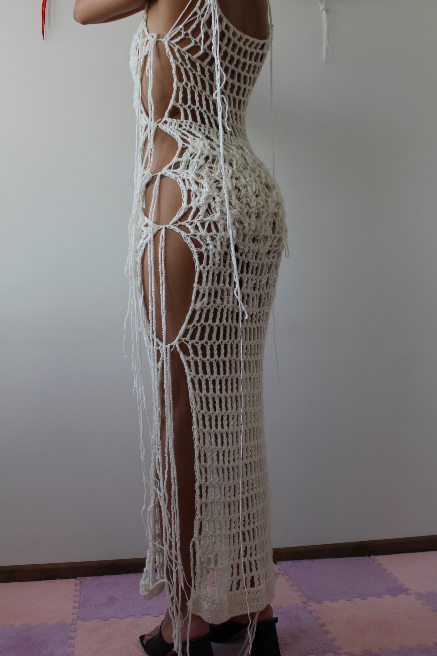 Handmade Distressed Crochet Maxi Dress