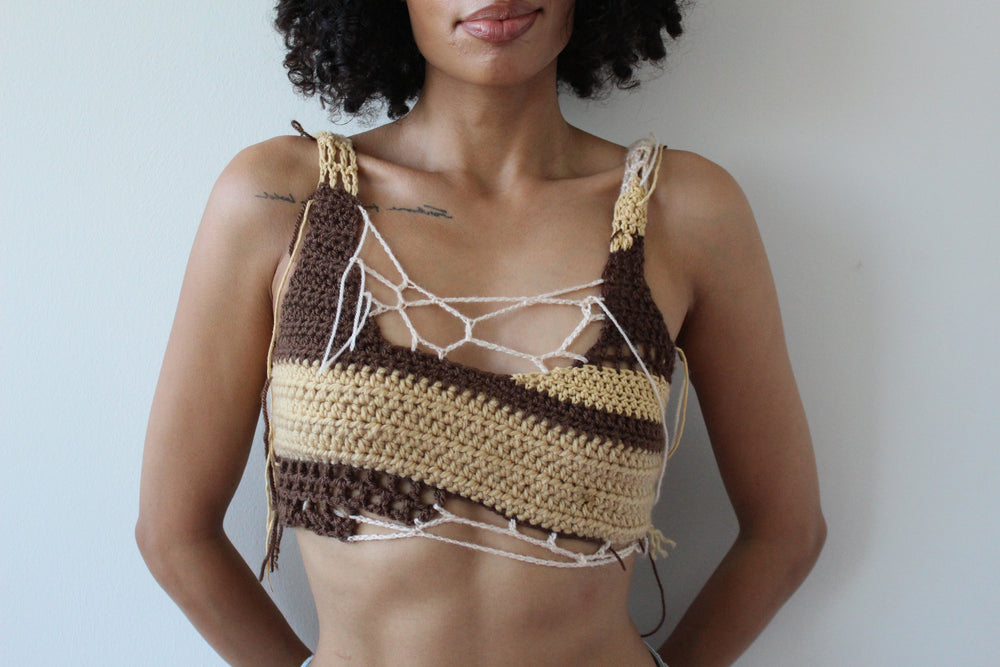 Handmade Distressed  Adjustable Crochet Top