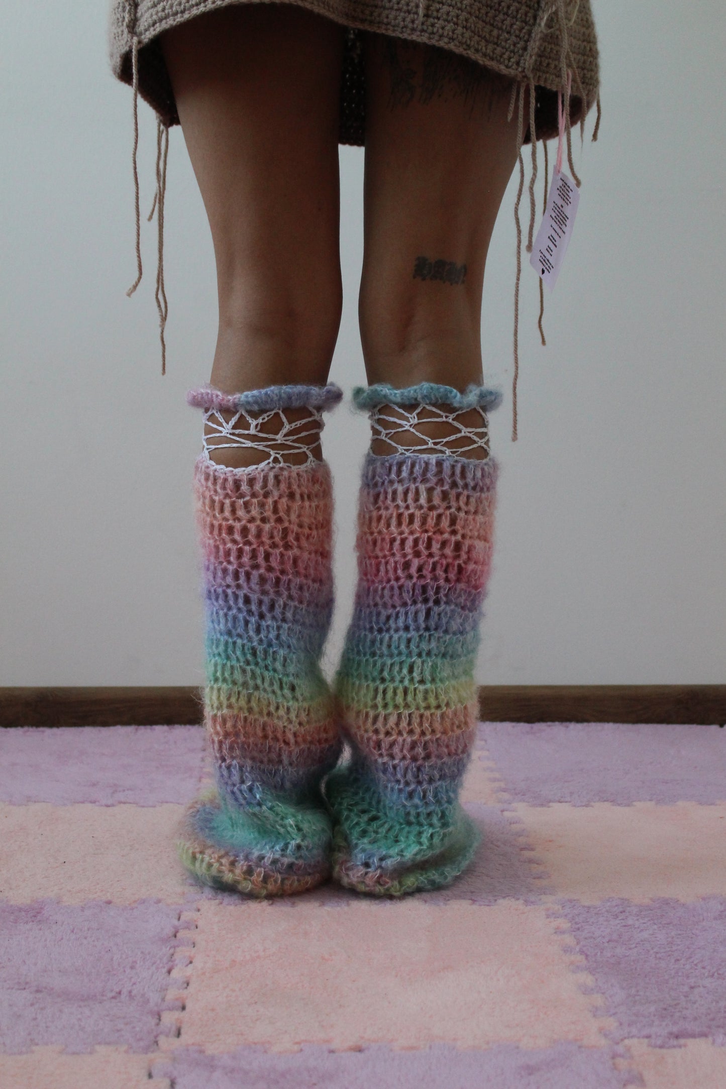 Handmade Crochet Mohair Leg Warmers