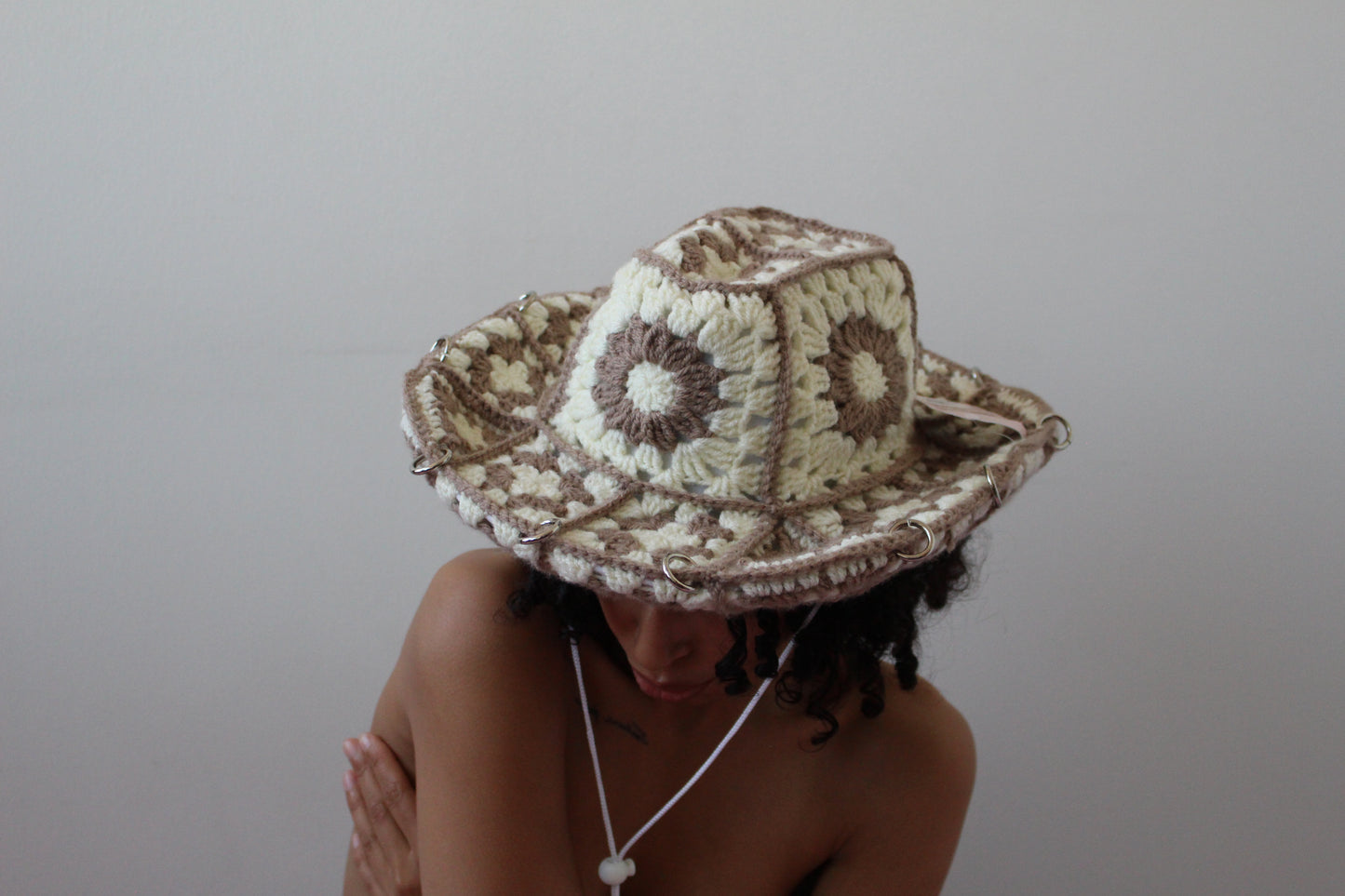 Handmade Crochet Cowboy Hat One Size