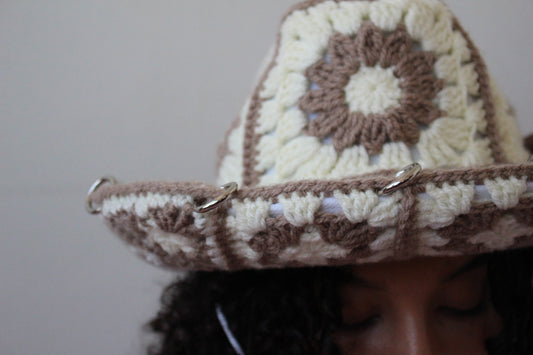 Handmade Crochet Cowboy Hat One Size