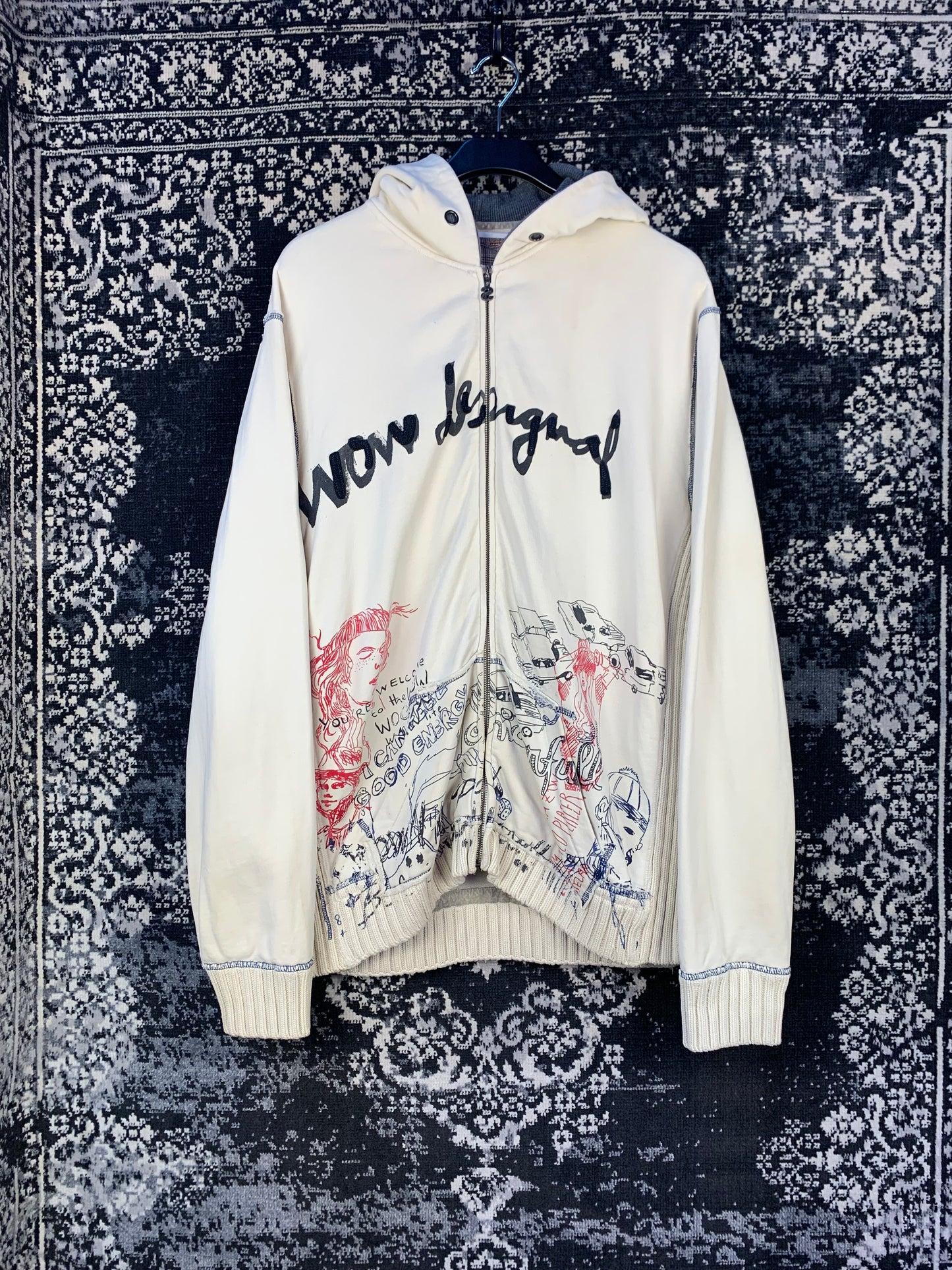 Mens Y2K Style Desigual Graphic Hoodie Jacket