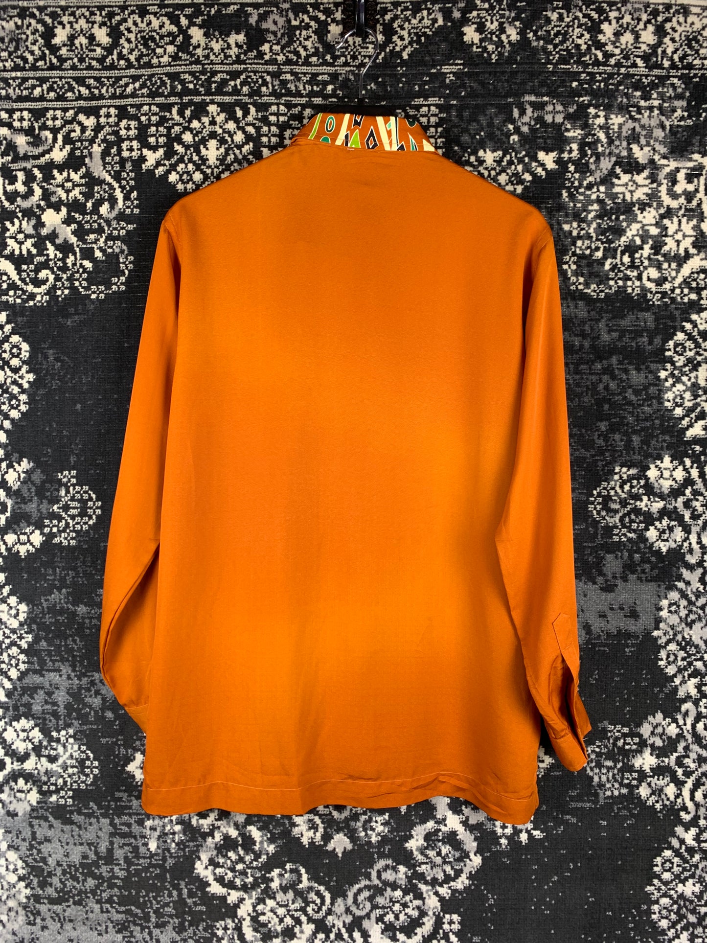 Vintage Men's Brownish Orange Graphic Print Longsleeve Shirt