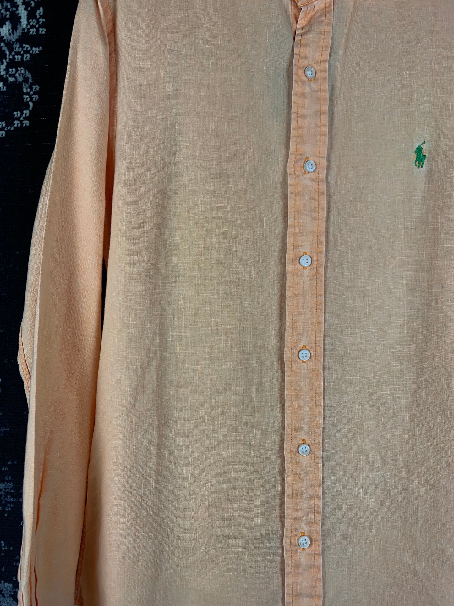 Men's Ralph Lauren Peach Linen Button-Up Shirt