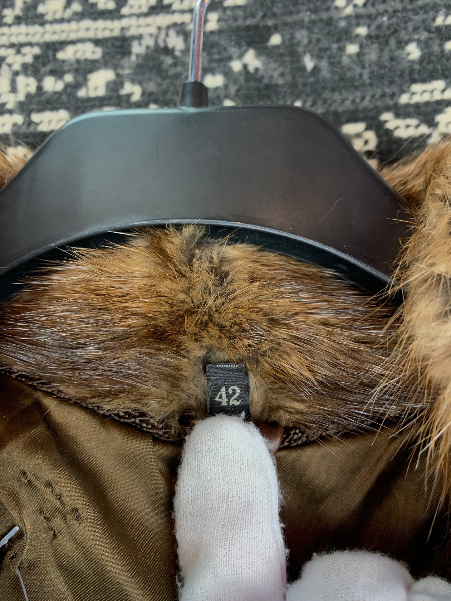 Vintage Light Brown Chevron Fur Coat