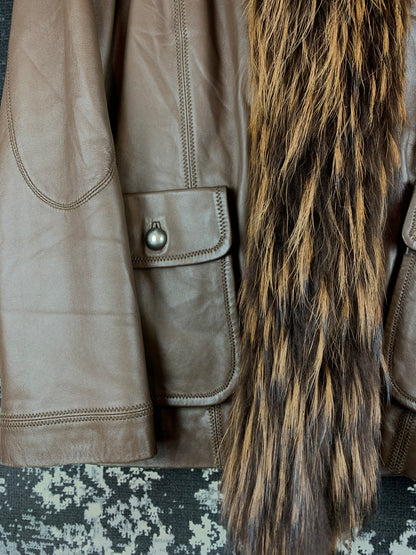 Womens Vintage Leather World Brown Leather Jacket