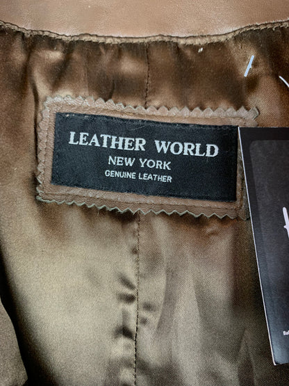 Womens Vintage Leather World Brown Leather Jacket