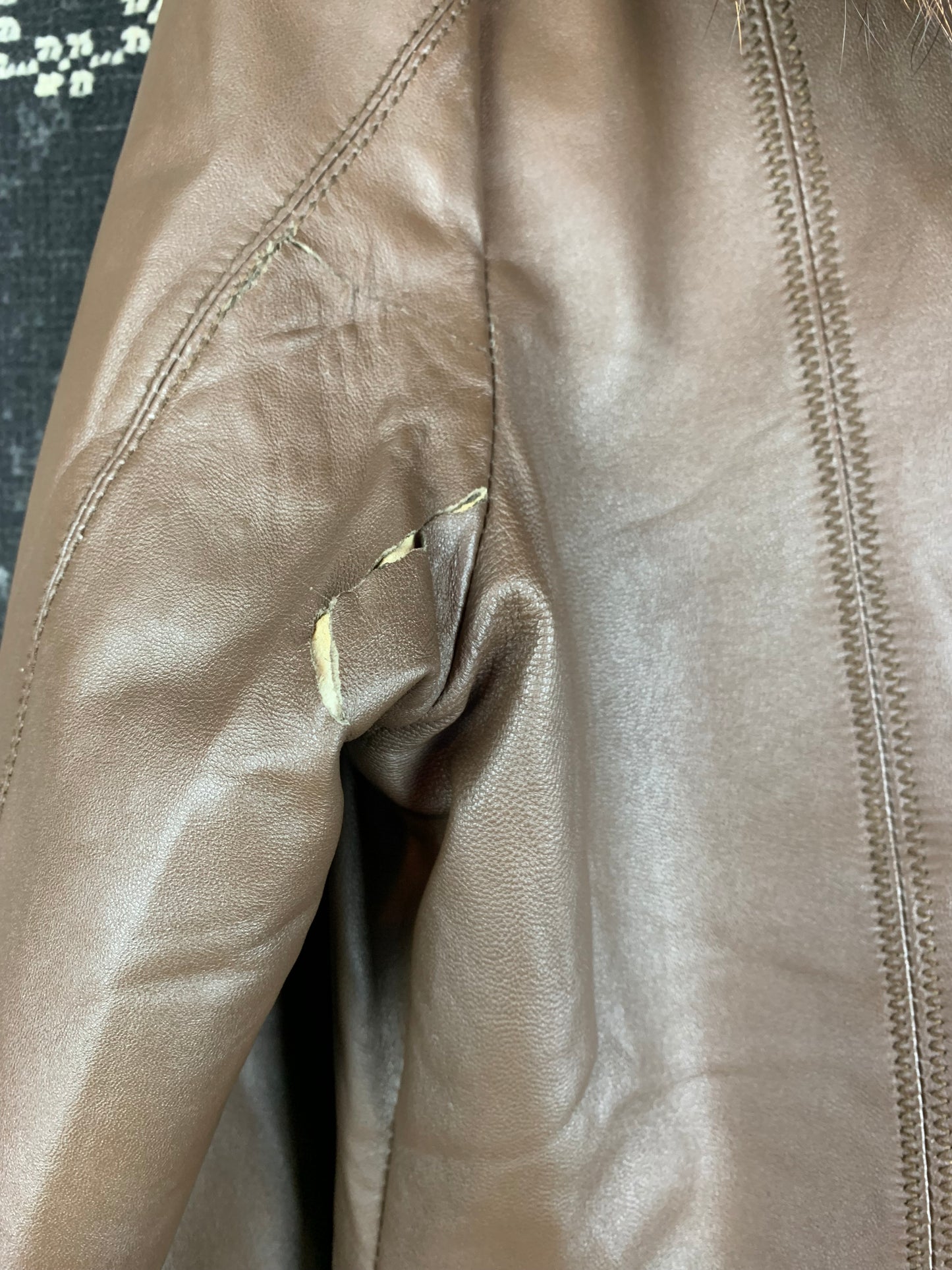 Womens Vintage Leather World Brown Leather Jacket