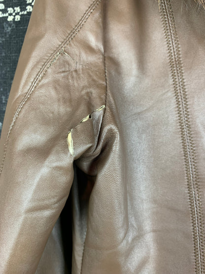 Womens Vintage Leather World Brown Leather Jacket