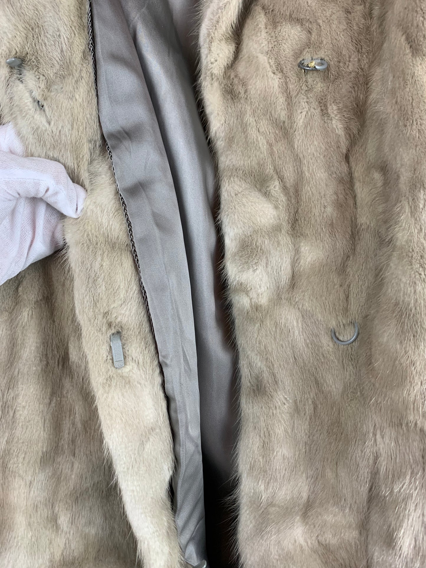 Womens Vintage Pelzen A. Baetens Long Light Gray Fur Coat