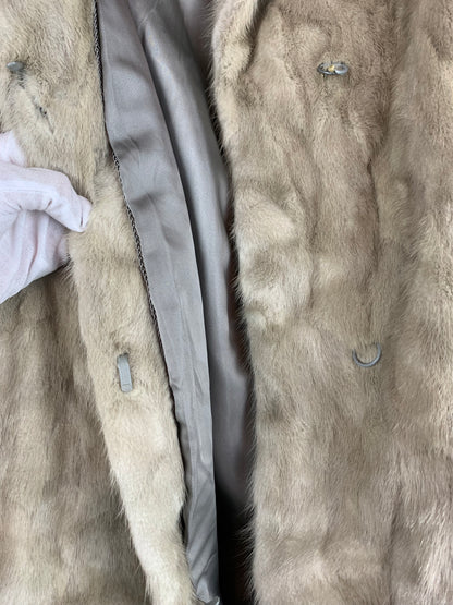 Womens Vintage Pelzen A. Baetens Long Light Gray Fur Coat