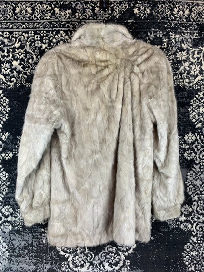 Womens Vintage Pelzen A. Baetens Long Light Gray Fur Coat
