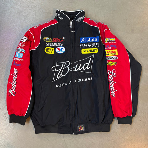 Veste bomber de course vintage Budweiser NASCAR