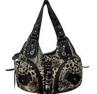 Large Leopard Black Handle