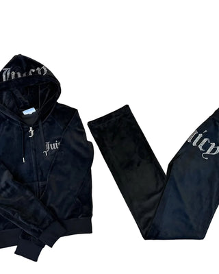 Juicy Couture Black Velour Tracksuit Set