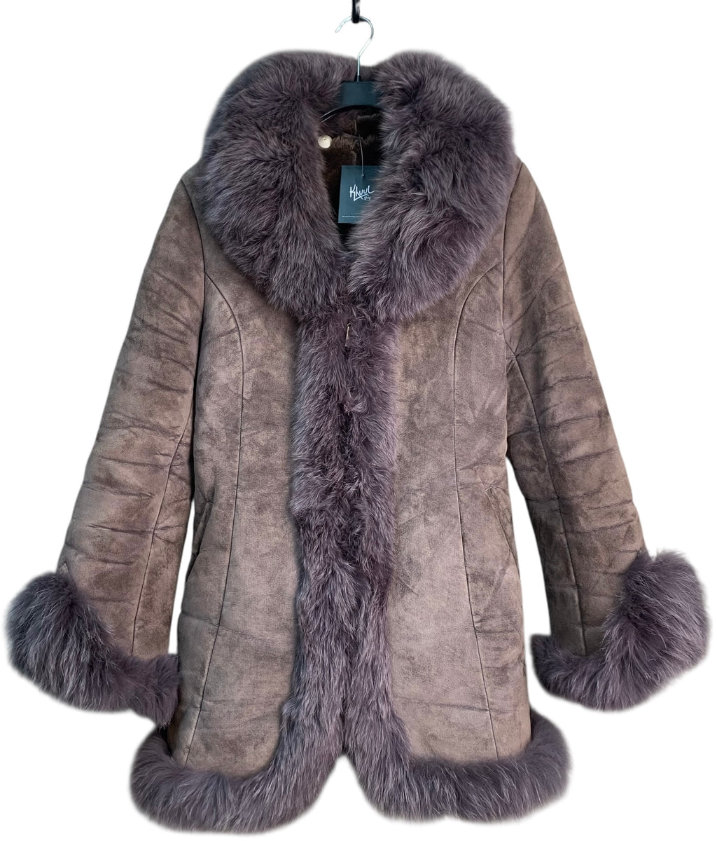 Sandong Shearling Fur Trim Coat