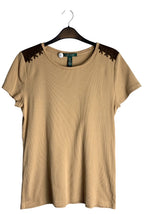 Lauren Ralph Lauren Ribbed Suede-Trim Tee